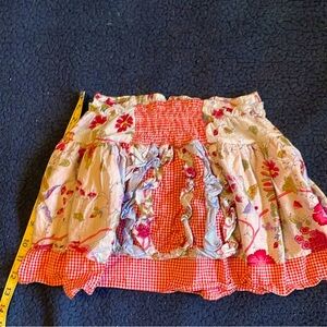 🐣 Oilily Floral and Gingham Skirt - Pink and Red